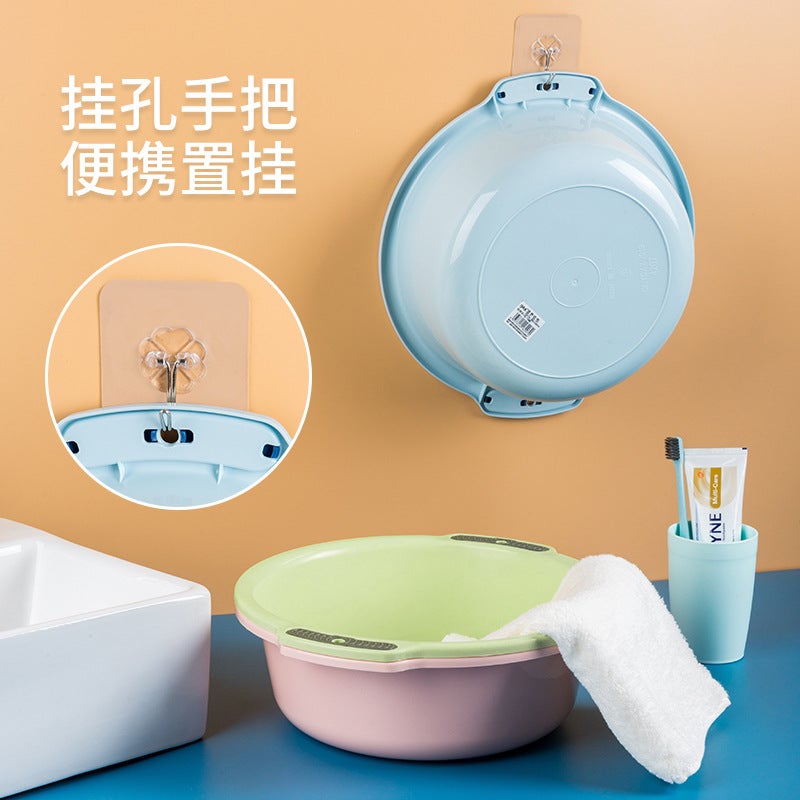 Basin For Home Use, Vegetable Washing Basin, Double-Handle Plastic Basin, Foot Washing Basin For Student Dormitory, Storage Basin, Large Capacity Household Basin - Image 3